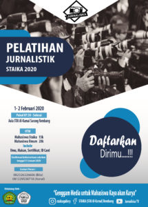 Pamflet Pelatihan Jurnalistik STAI Al Kamal Sarang